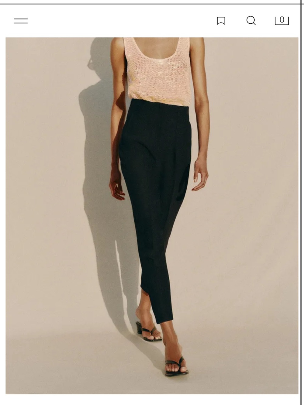 Zara Black Cropped High-Waist Slim Pants